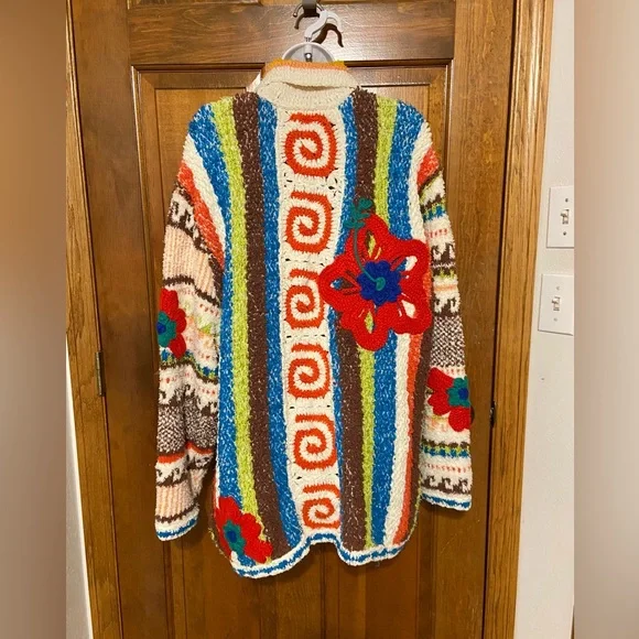 Free People “Terry Towel Cardi” Chunky Button Up RARE Size Small - Picture 13 of 16